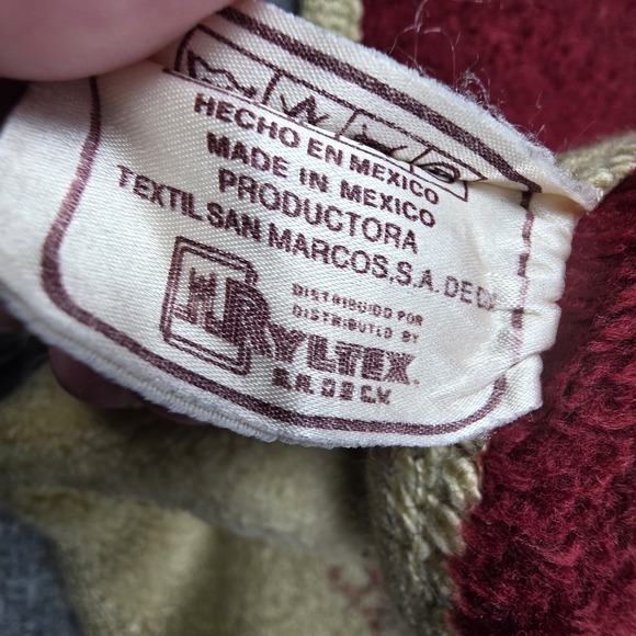 Vintage San Marcos Blanket Red Cats Reversible Mexican Cobija‎ 38x42 Inch Baby - Picture 8 of 8